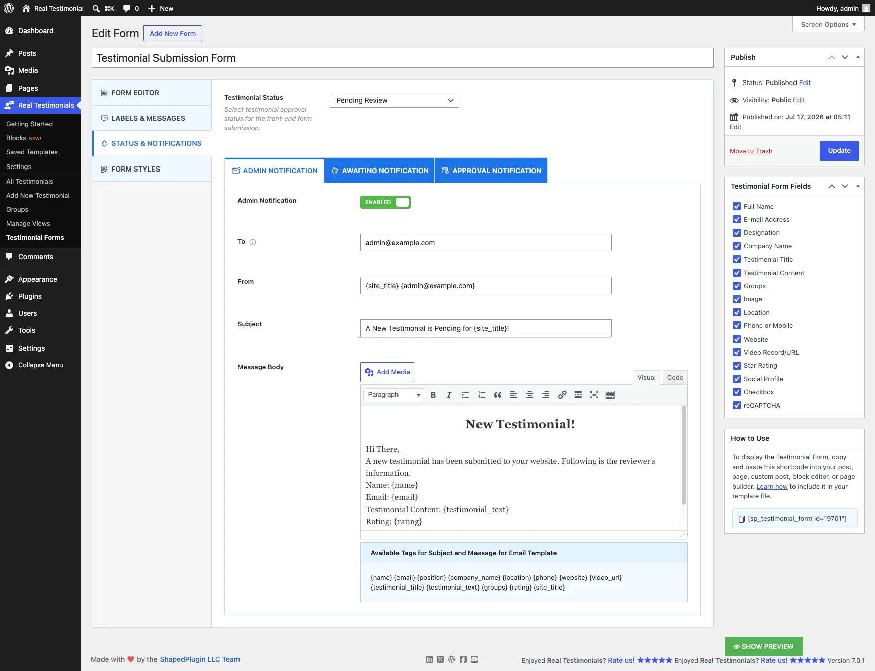 Status & Notifications
