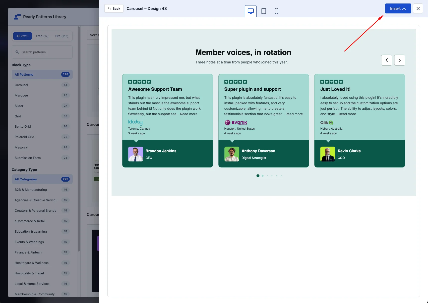 Previewing a pattern