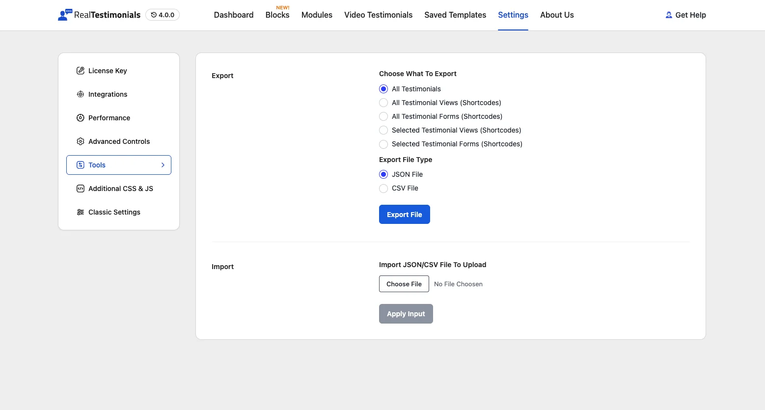 Settings → Tools tab