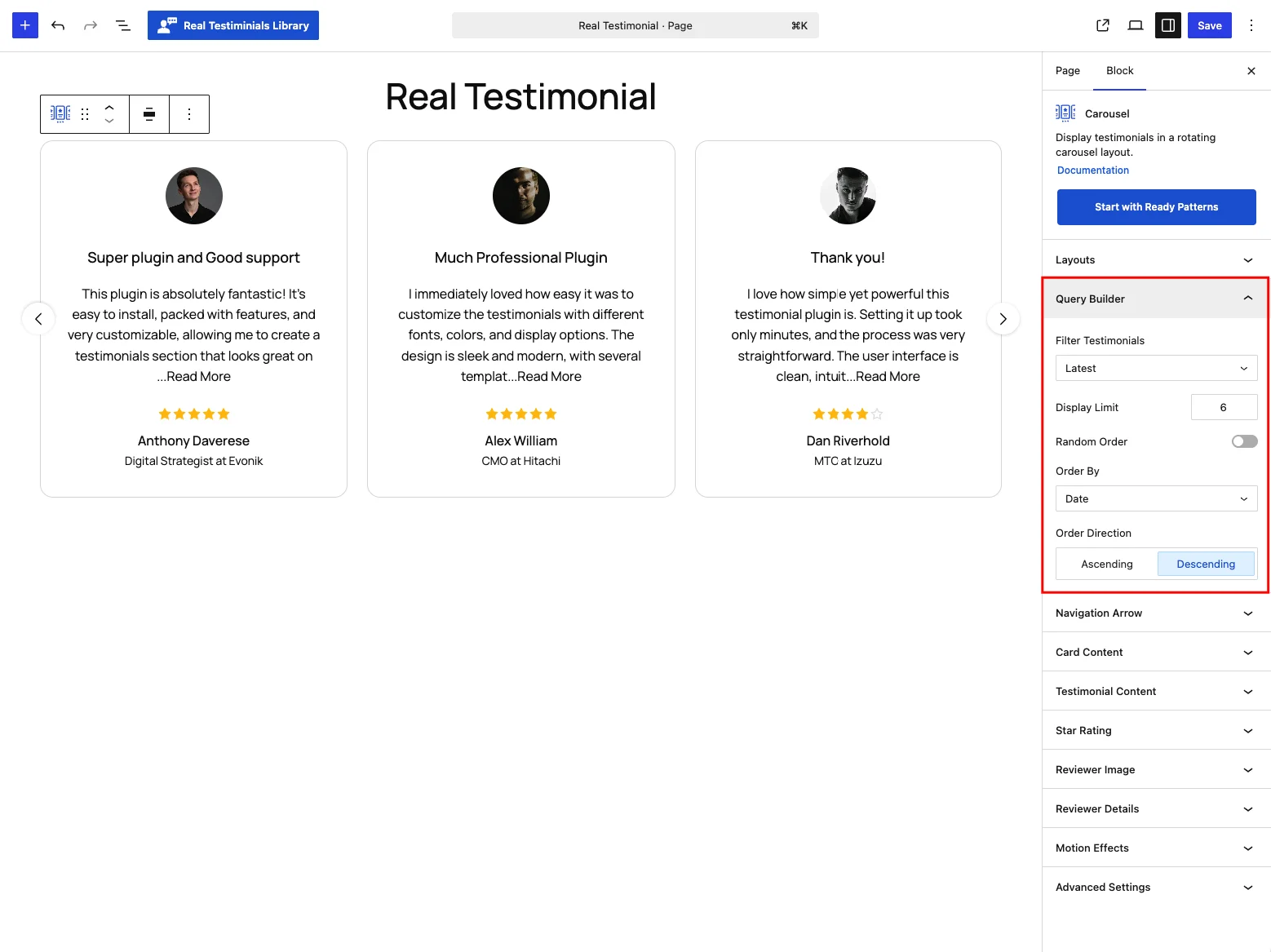 Query Builder panel