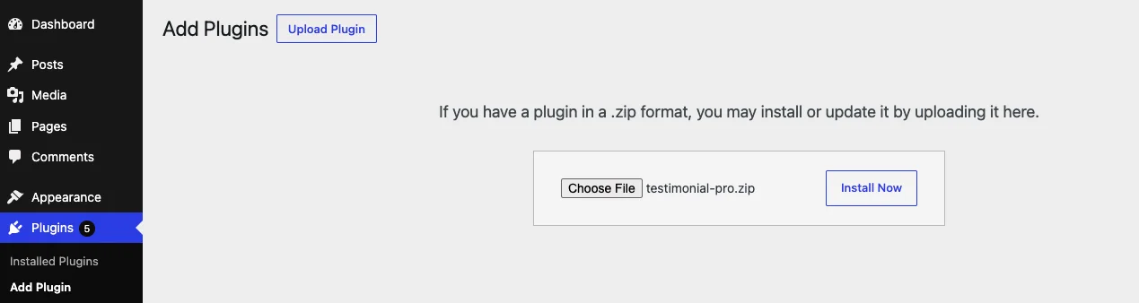How to upload the Real Testimonials zip file